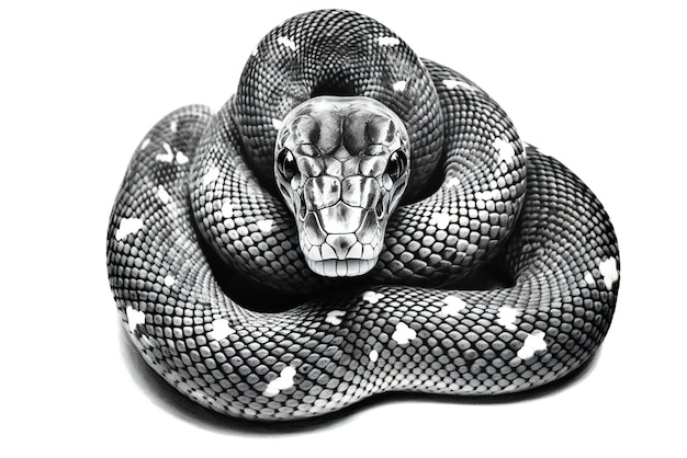 Zwarte en witte slang geïsoleerd op witte achtergrond