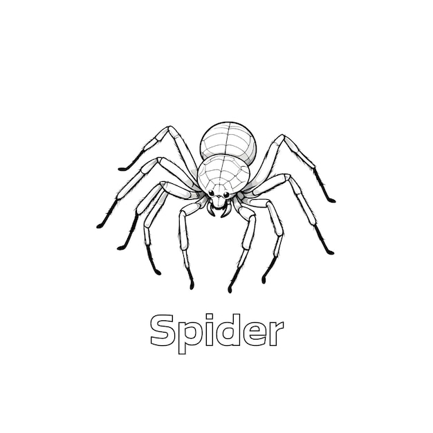 Zwarte en witte Spider Line Art