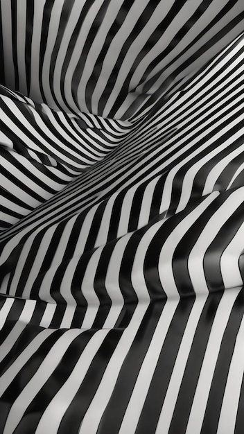 Zwarte en witte strepen computer gegenereerde abstracte achtergrond 3d render