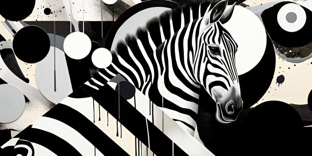 zwarte en witte zebra strepen en cirkels in de stijl van vervormde