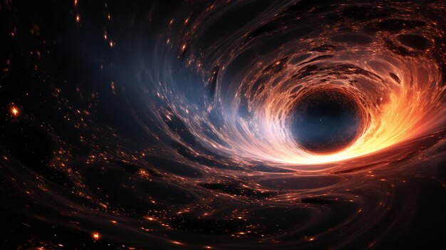 Zwarte gat gebeurtenis horizon met donkere achtergrond een ontzagwekkende astrofotografie