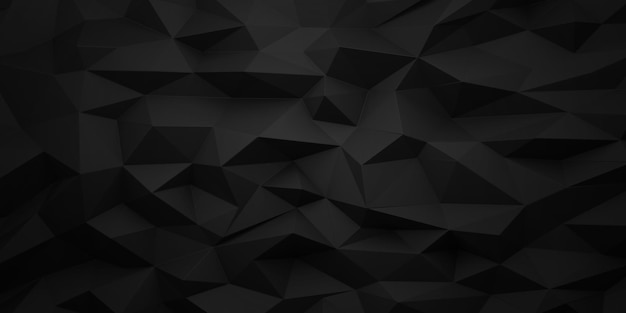 Zwarte geometrische of lage polywand achtergrond 3D-rendering