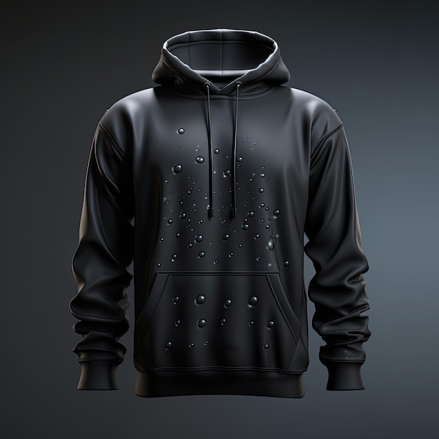 Zwarte hoodie geïsoleerde zwarte achtergrond 3D-rendering