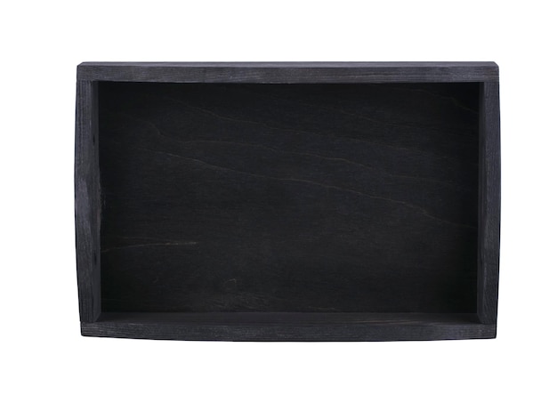 Zwarte houten kist bovenaanzicht op een witte achtergrond Lade
