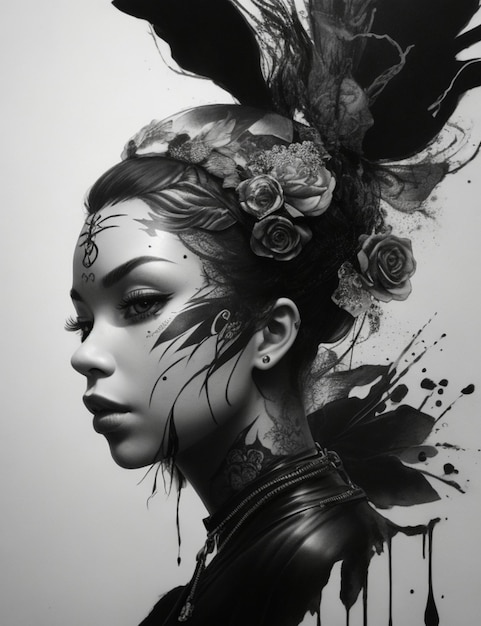 zwarte inkt model meisje kunst