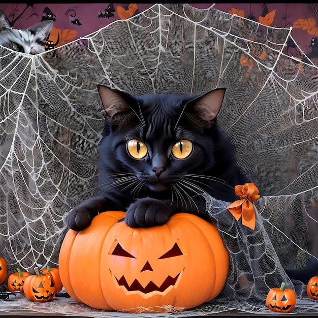 Zwarte Kat Halloween Ai Generatief