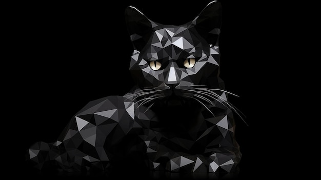 Zwarte kat in veelhoekige stijl Ai gegenereerd