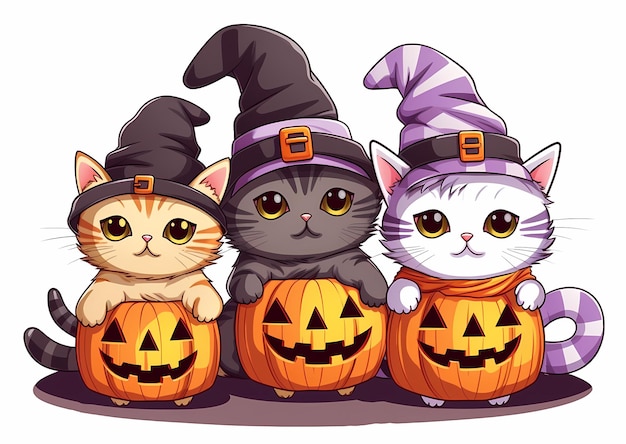 zwarte kat kitty en jack o lantern pompoenen halloween sjabloon donker met rook mist achtergrond vele