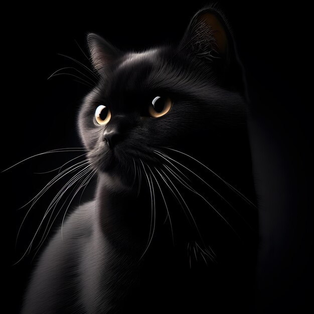 Zwarte kat op donkere achtergrond