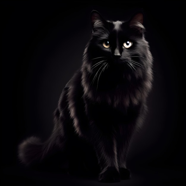 Foto zwarte kat op donkere achtergrond