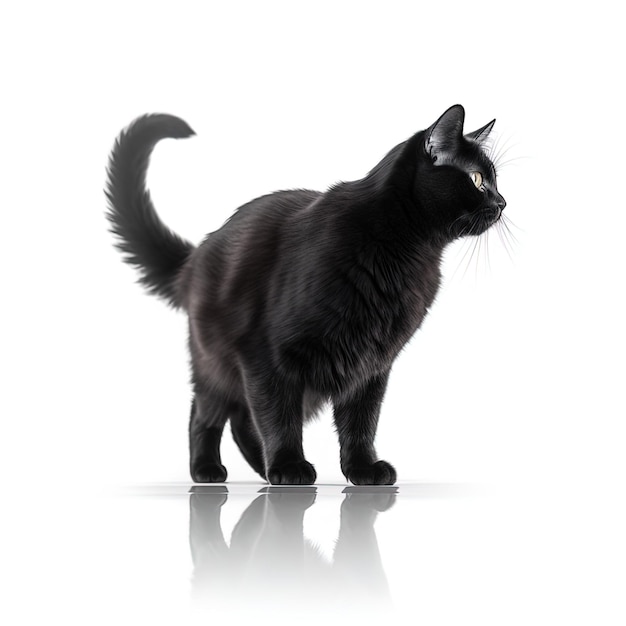 zwarte kat op geïsoleerde witte achtergrond