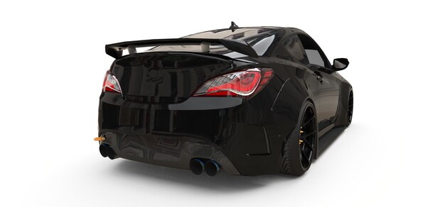 Zwarte kleine sportwagen coupe 3D-rendering