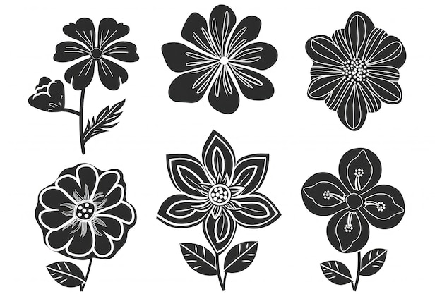 Zwarte kleur bloem vorm collectie