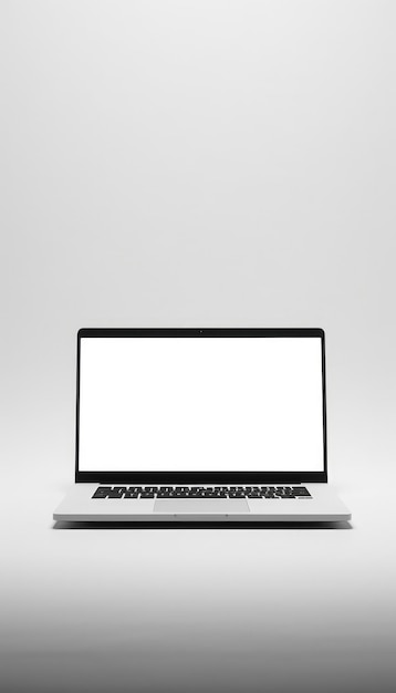 Foto zwarte laptop op een witte tafel.