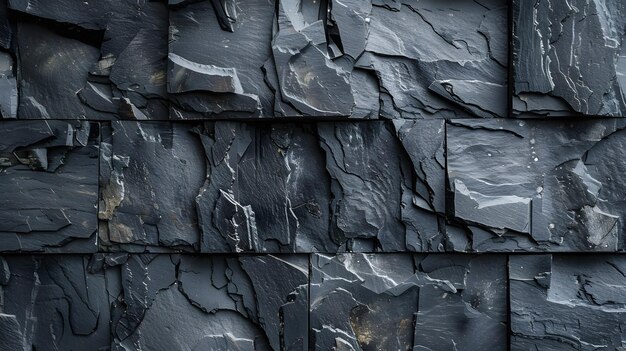 Zwarte leisteen bakstenen muur achtergrond donkere abstracte graniet patroon