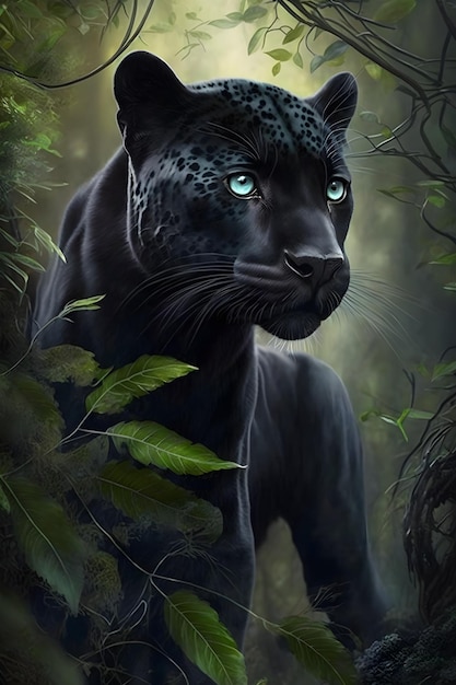 zwarte luipaard in het bos