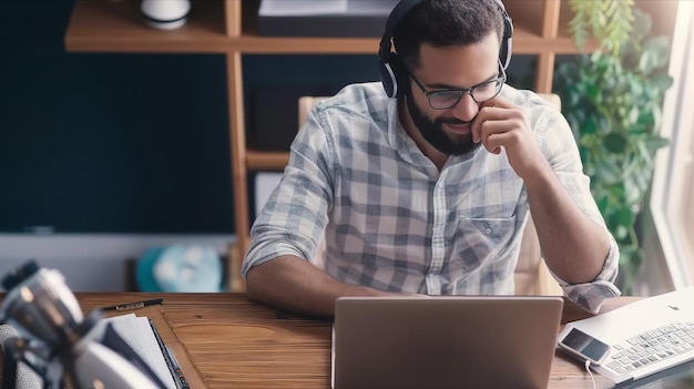 Zwarte man met een laptop.