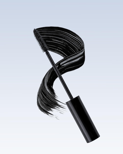 Foto zwarte mascara penseelstreek swatch creatieve cosmetische mascara besmeurd smeer