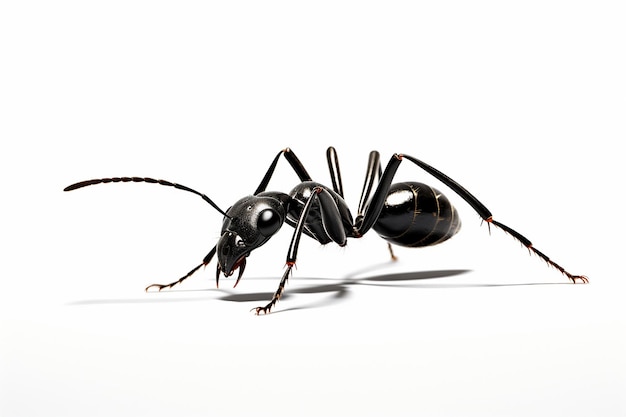 Zwarte mier geïsoleerd op witte achtergrond