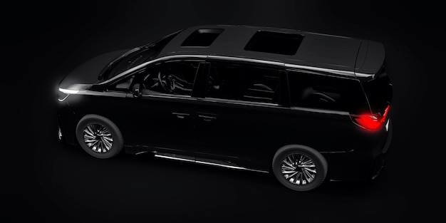 Zwarte minibus gezinsauto Premium Business Car 3D illustratie