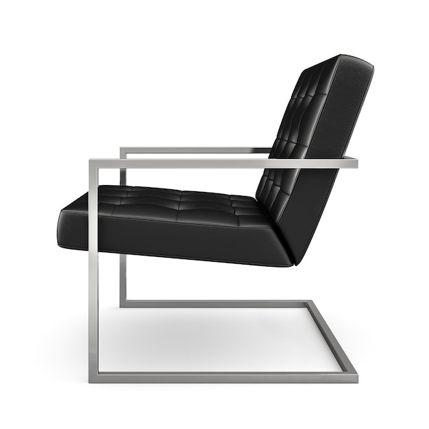 Zwarte moderne fauteuil geïsoleerd op een witte achtergrond 3D-rendering