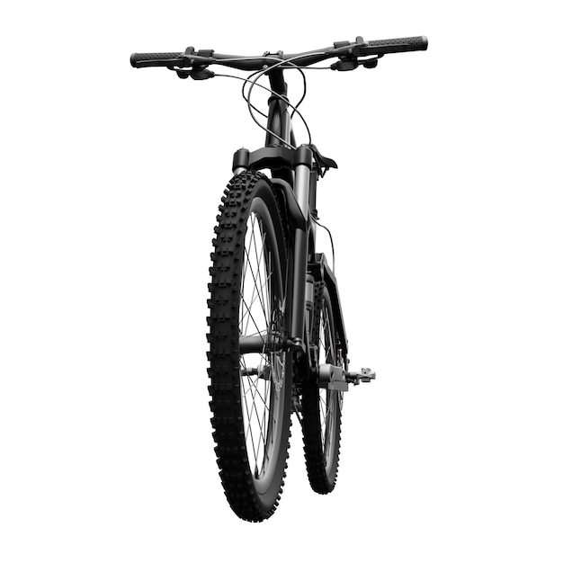 Zwarte mountainbike op een afgelegen witte achtergrond 3D-rendering