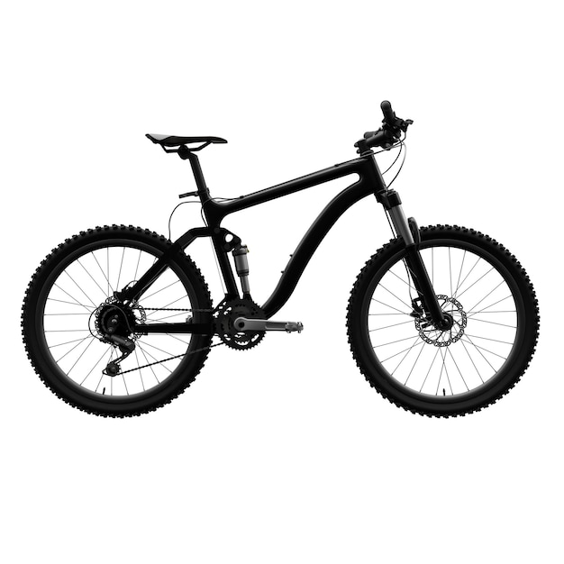 Zwarte mountainbike op een afgelegen witte achtergrond 3D-rendering