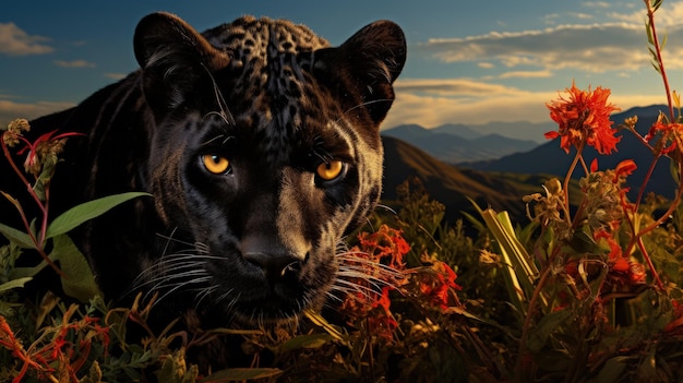 Zwarte panters donker gekleurde individuen van het geslacht Panthera kattenfamilie zwart roofzuchtig wild dier krachtig snel dier agressief