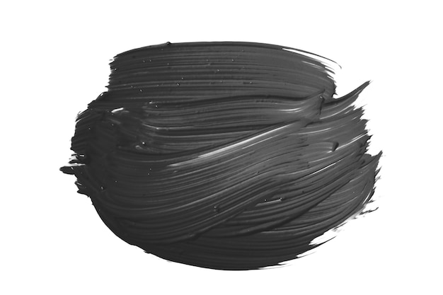 Foto zwarte penseelstreek geïsoleerd op witte achtergrond olieverf abstracte lijn aquarel penseelstreek ontwerp mockup