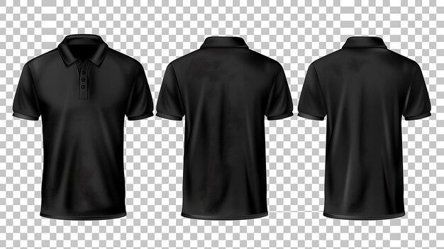 Foto zwarte polo shirt mockup blank tshirt sjabloon voor, achter en zijweergaven ontwerp uw eigen t-shirt vector illustratie