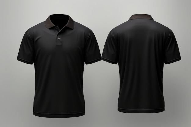Zwarte polo shirts mockup sjabloon voor- en achterzicht