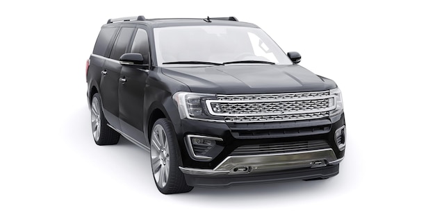 Zwarte premium familie suv geïsoleerd op een witte achtergrond 3d-rendering