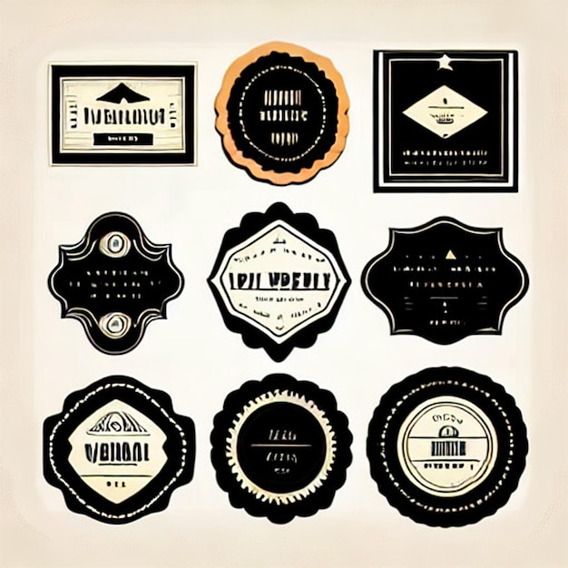 Foto zwarte retro vintage sticker label vintage frames en labels vector set label frames oude frame vorm