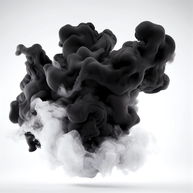 Zwarte rook geïsoleerd op witte achtergrond Ai gegenereerd
