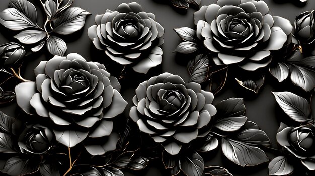 Zwarte roos naadloze bloem voor muur tegels ontwerp 3D illustratie rendering