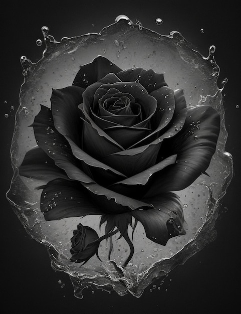 Zwarte roos splash kunst