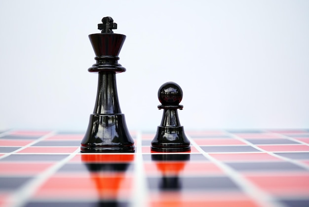 Zwarte schaakkoning en pion aan boord
