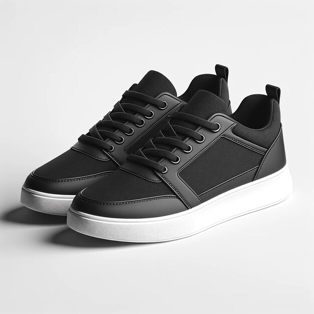 Foto zwarte sneakers met witte zolen