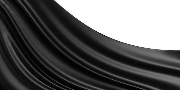 Zwarte stof op witte achtergrond met kopie ruimte 3d render
