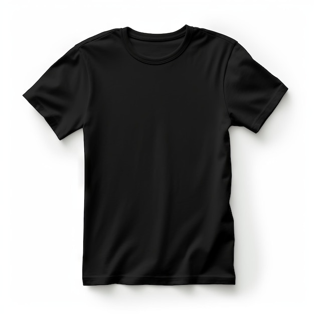 Foto zwarte t-shirt mockup op een schone witte achtergrond gemaakt met behulp van geavanceerde generative ai