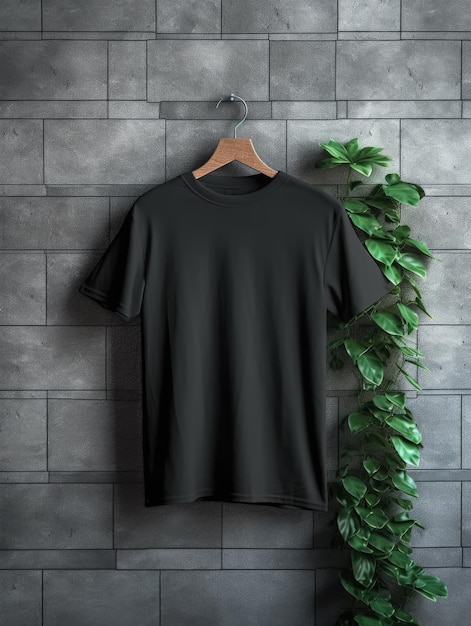 Zwarte t-shirt opgehangen voor mockup