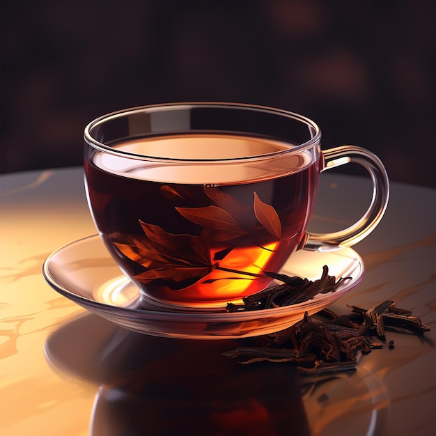 Zwarte thee realistische verlichting Op een heldere achtergrond realistische verlichting zijbeeld