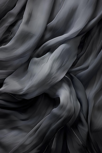 Zwarte transparante achtergrond van vloeiende stof in de stijl van monochrome kleuren Ai generatieve kunst