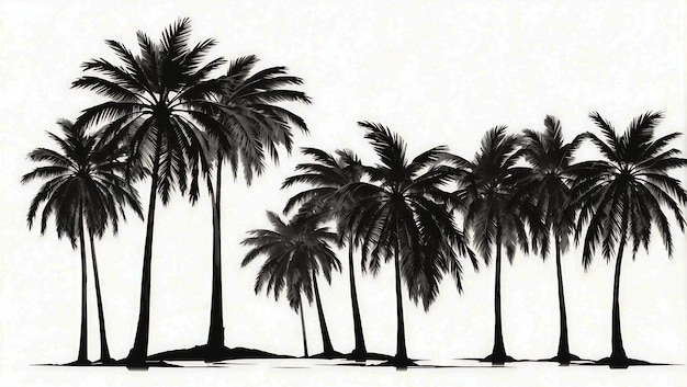 Zwarte vector enkele kokosnoot en palmbomen silhouet Ai gegenereerd