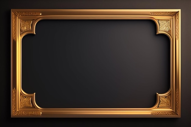 zwarte wintage achtergrond met gouden frame