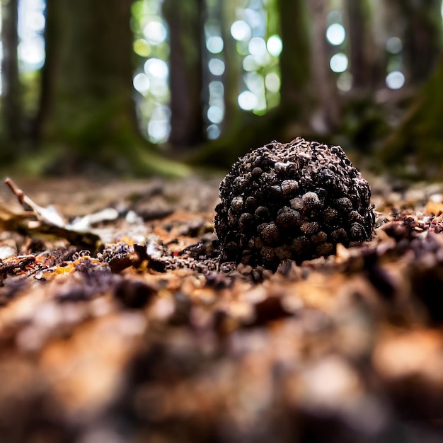 Zwarte zomertruffel Tuber Aestivum in het bos