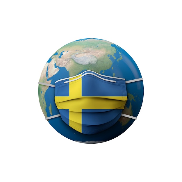 Zweden vlag beschermend medisch masker d rendering