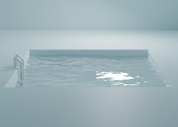 Foto zwembad gevuld met water in een cyaanomgeving