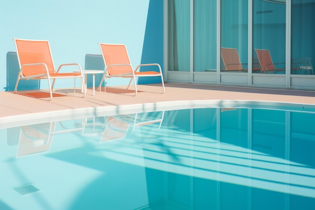 Zwembad onder de zon Strandstoelen