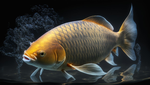 Zwemmende gouden zoetwaterkarpervissen AI gegenereerd